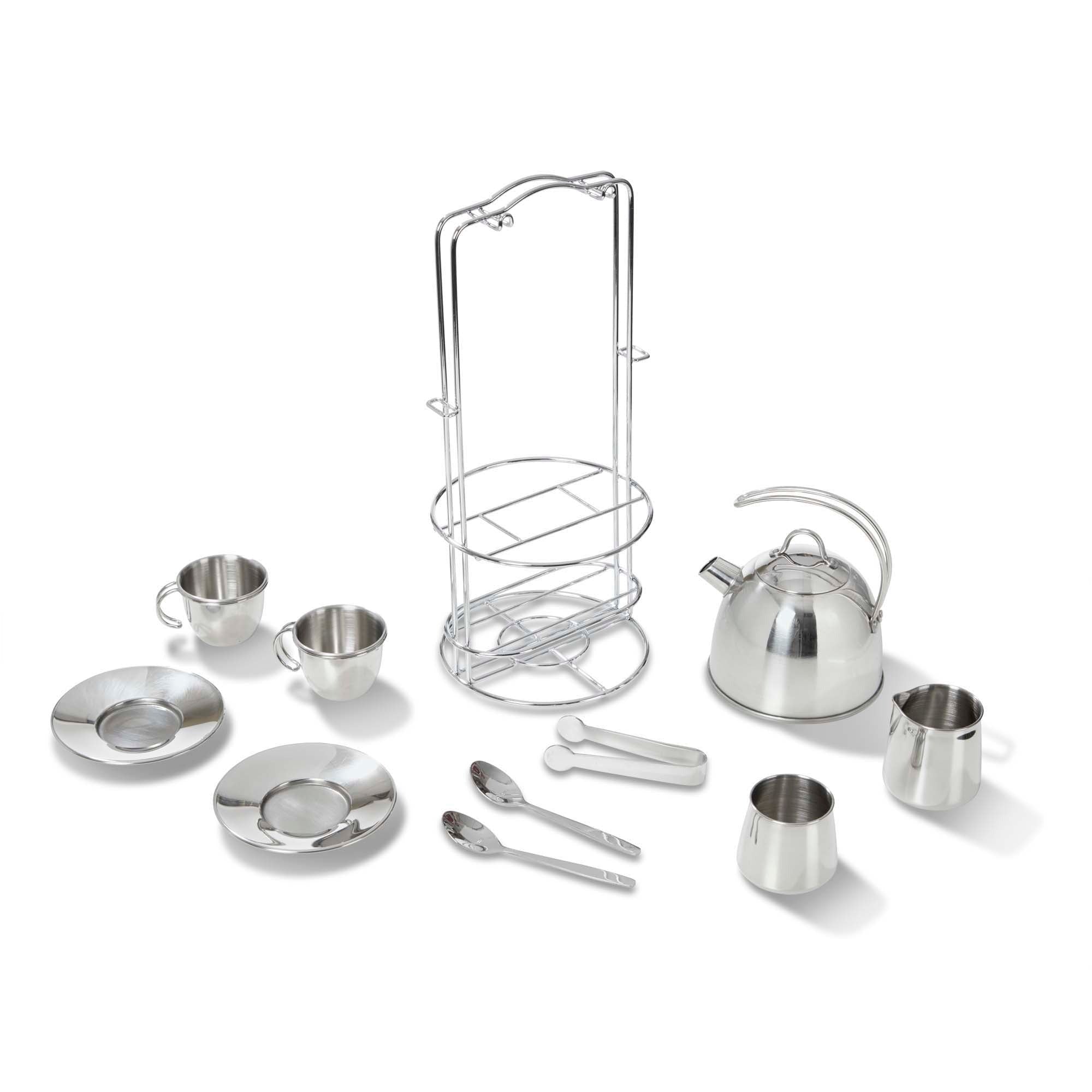 Melissa & Doug 11-Piece Stainless Steel Tea Set - Playtime Elegance