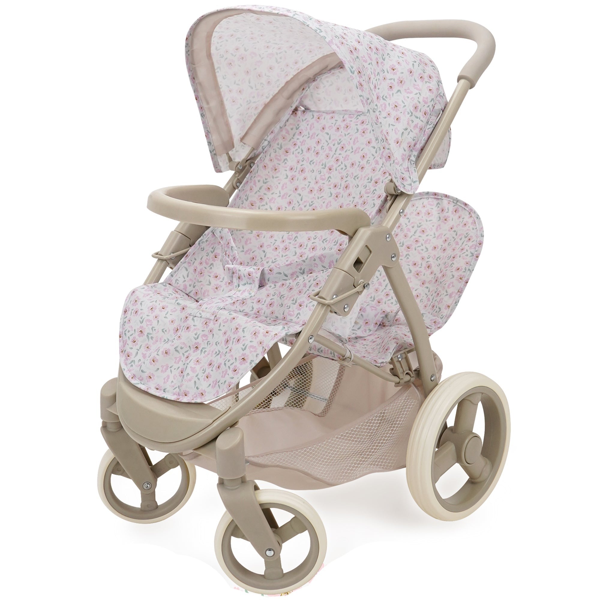 Little Flora Mabelle Duo Twin Doll Stroller with Canopy, Pretend Play Set