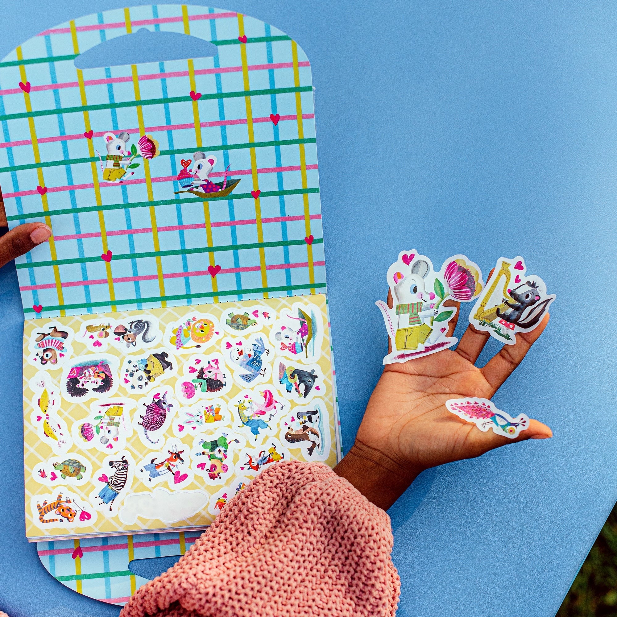 eeBoo Love Stickers Valentine's Day 170+ Shiny Rainbow Foil Animal Nature Heart Themed 12-Page Book