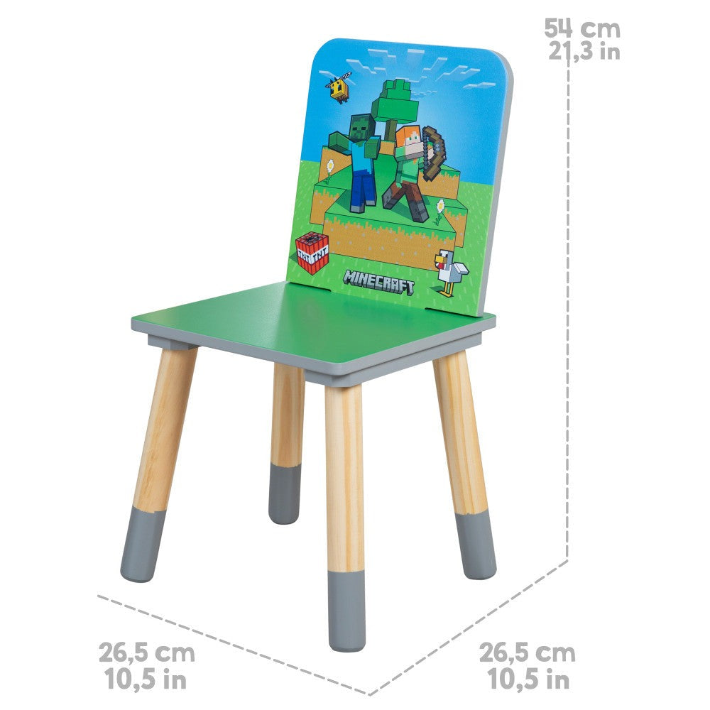 Minecraft Adventure Kids Wooden Table & 2 Chairs Set - Green & Blue