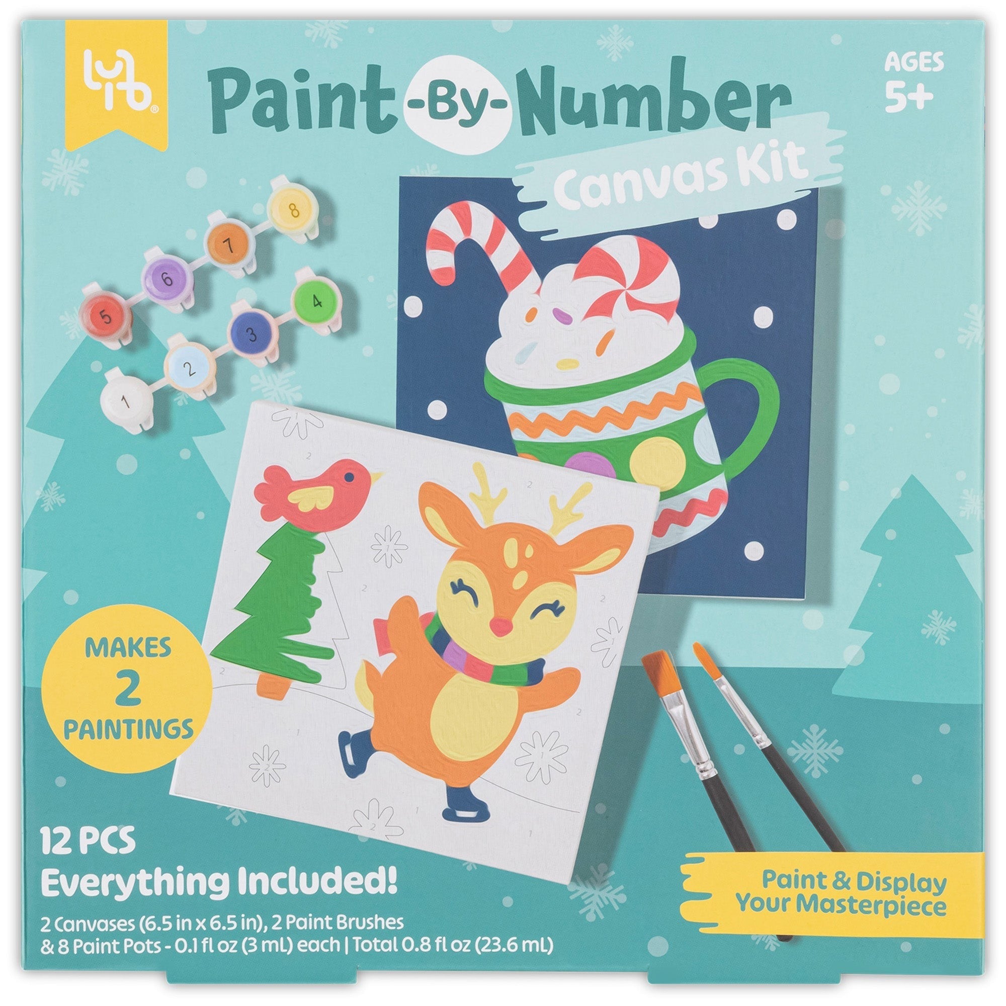 Little Yellow Bicycle Reindeer Paint-By-Number Kit With 2 Canvases