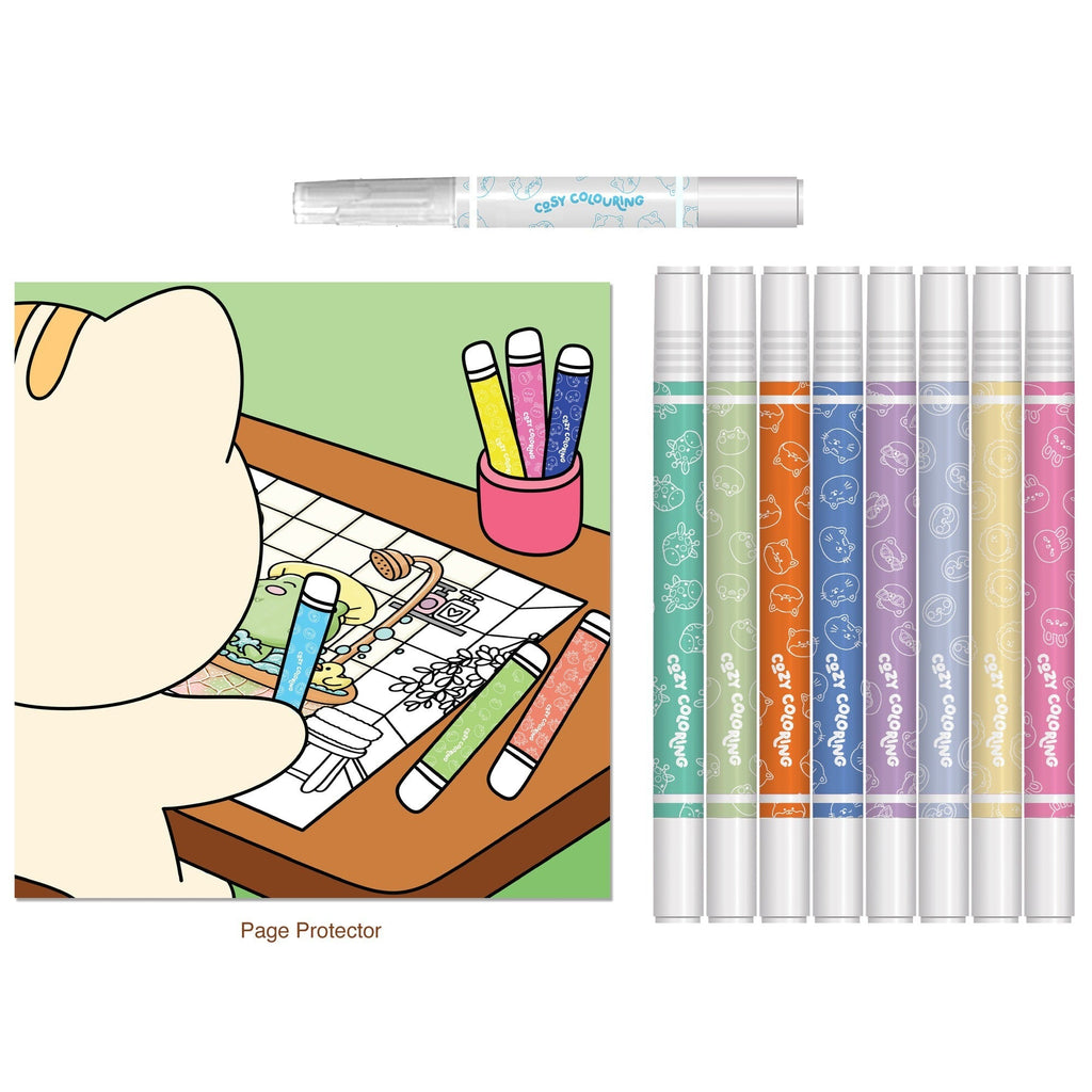 Art Maker Cozy Coloring Kit Around Town - 32 Pages, 8 Markers & Paint Pen