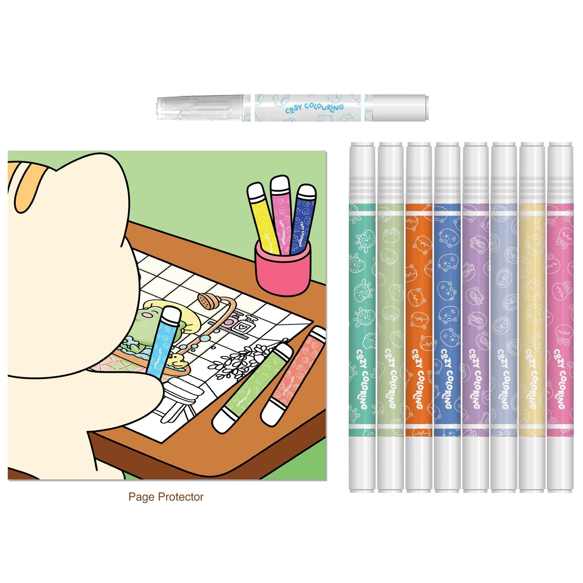 Art Maker Cozy Coloring Kit Around Town - 32 Pages, 8 Markers & Paint Pen
