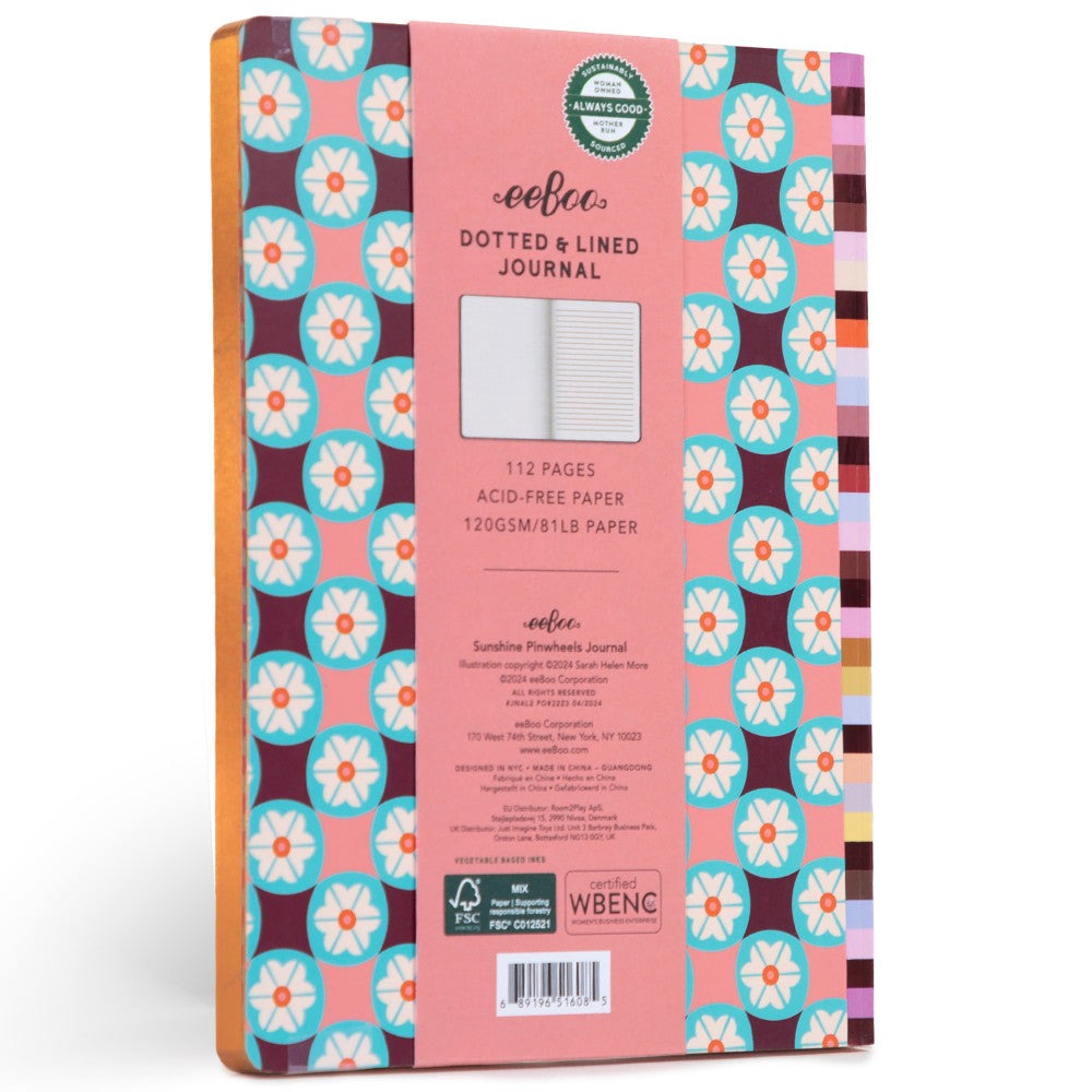 eeBoo Piece & Love Sunshine Pinwheels Gilded Journal - Vibrant Art Hardcover Diary
