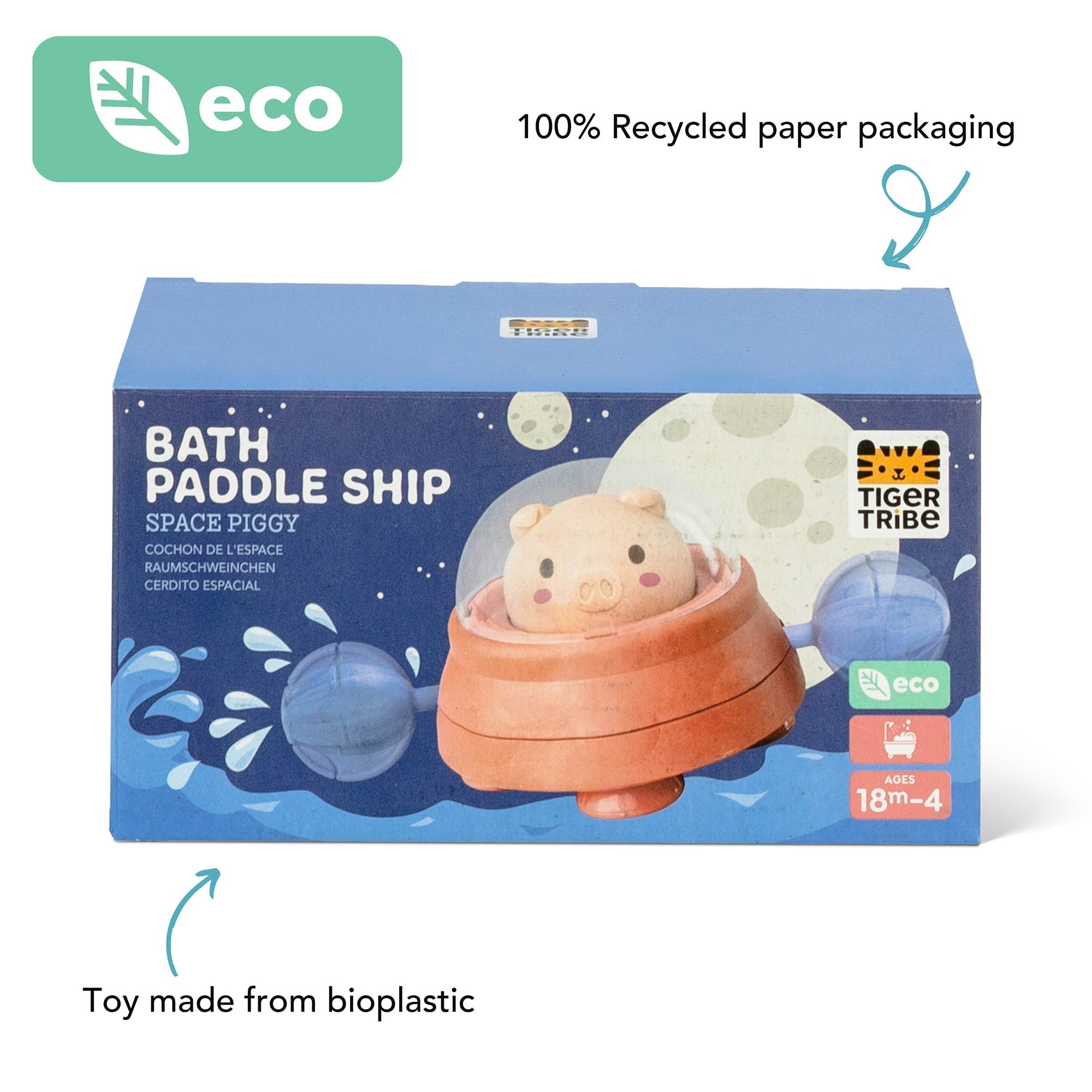 Tiger Tribe Space Piggy Paddle Ship - Bath Time Adventure Toy