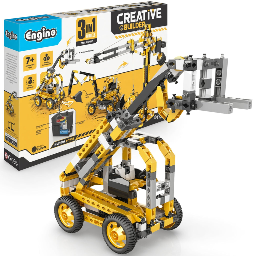 Engino Creative Builder 3-In-1 Tall Crane Motorized STEM Construction Set