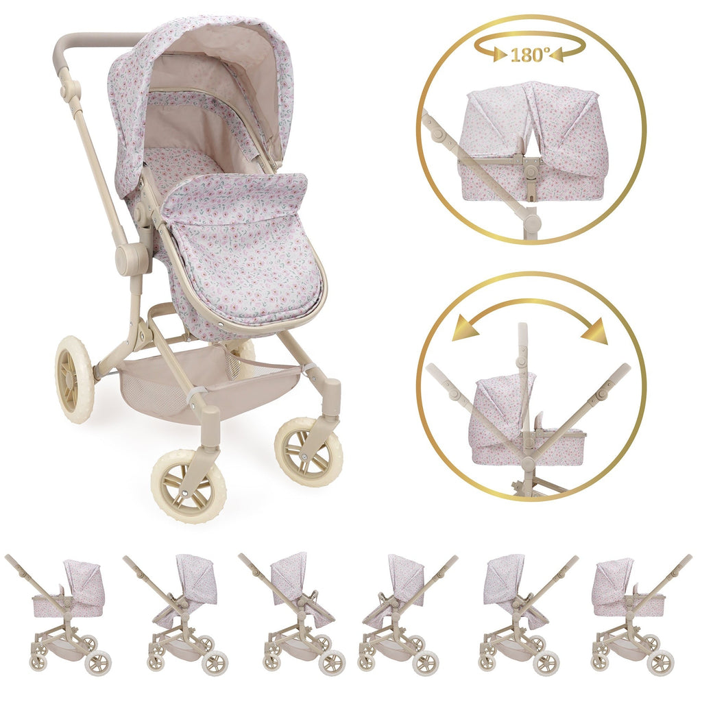 509 Crew Little Flora City Park 2-in-1 Doll Pram & Folding Stroller