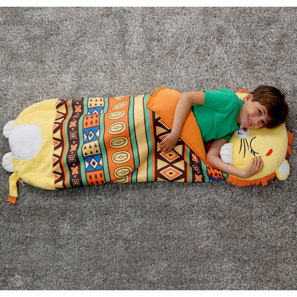 Happy Nappers Lion Lex 54 inch Plush Pillow & Sleepy Sack - Kids 3+