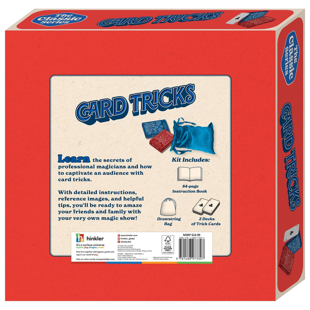 Hinkler Retro Box Card Tricks Magic Kit With 30 Tricks And 2 Trick Decks