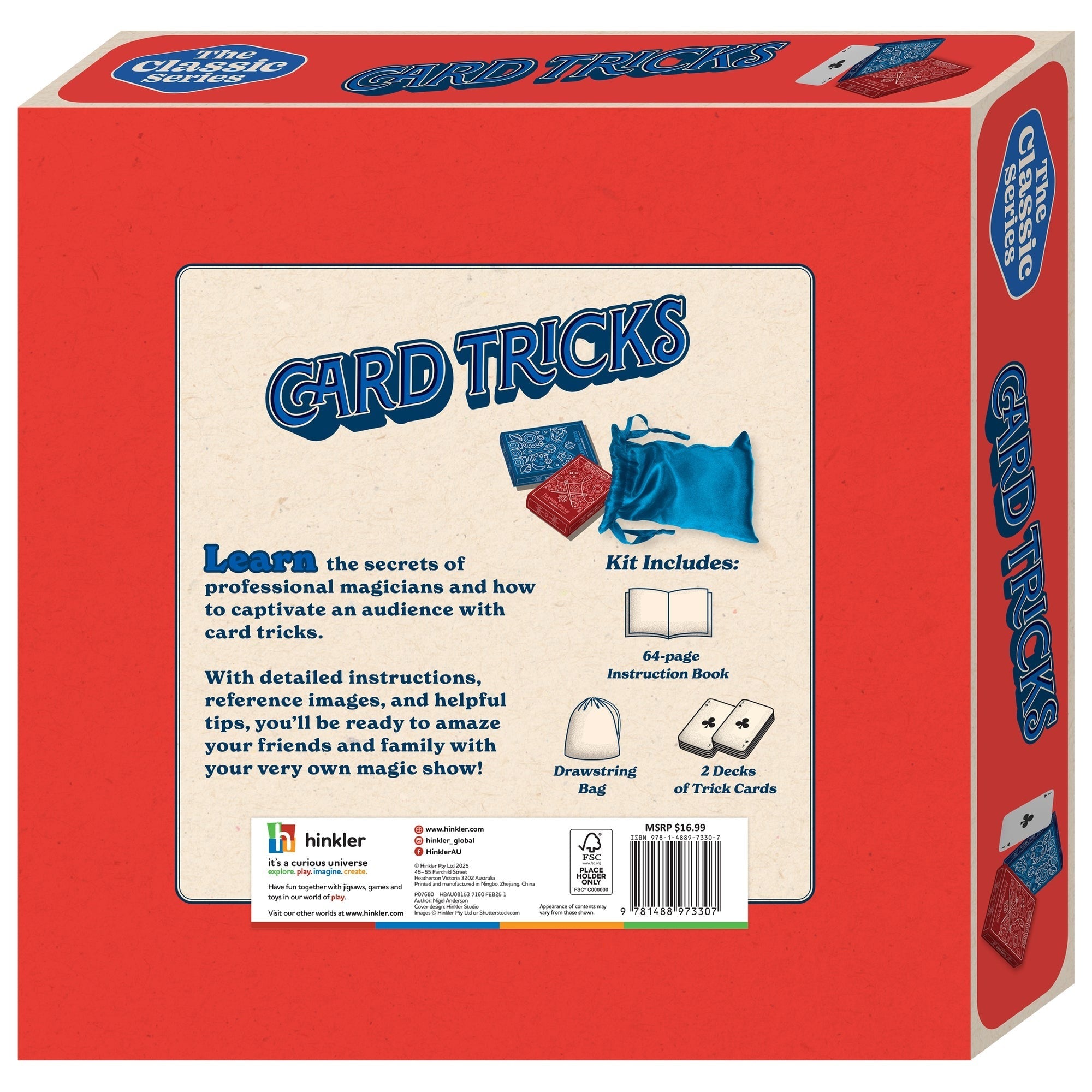 Hinkler Retro Box Card Tricks Magic Kit With 30 Tricks And 2 Trick Decks