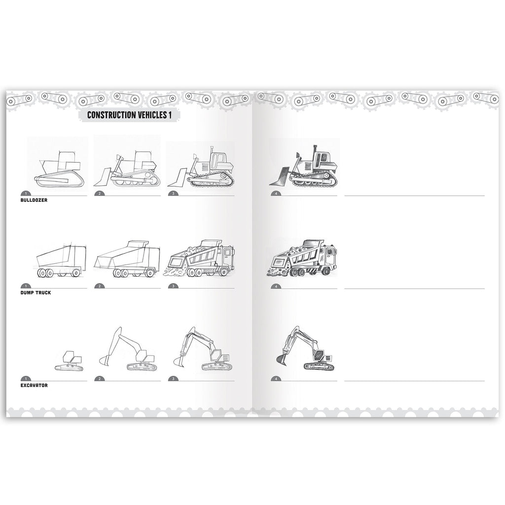 Eeboo Learn To Draw Vehicles Book With 50 Stickers