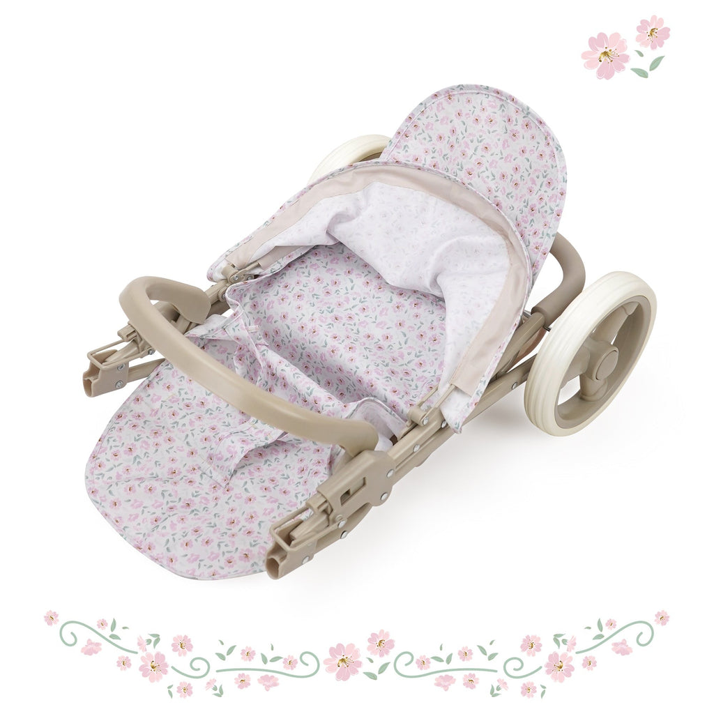 Little Flora Mabelle Duo Twin Doll Stroller with Canopy, Pretend Play Set