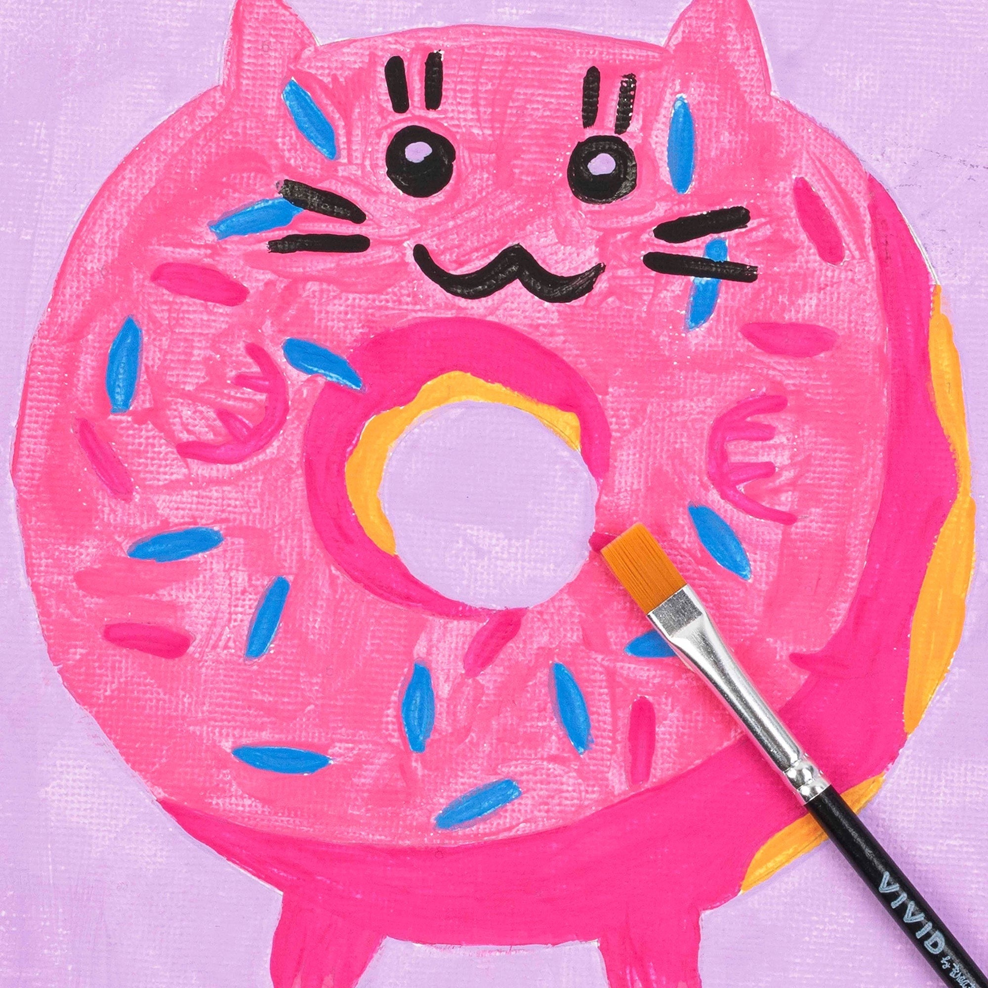 Mini Paint By Number Kawaii Cat Donut 6-Inch Canvas Art Kit