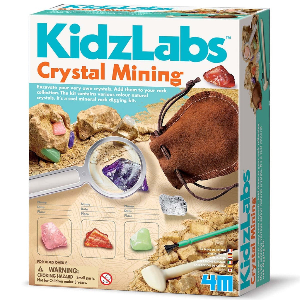 4M KidzLabs Crystal Mining Excavation Kit With 8 Hidden Crystals And Display Case