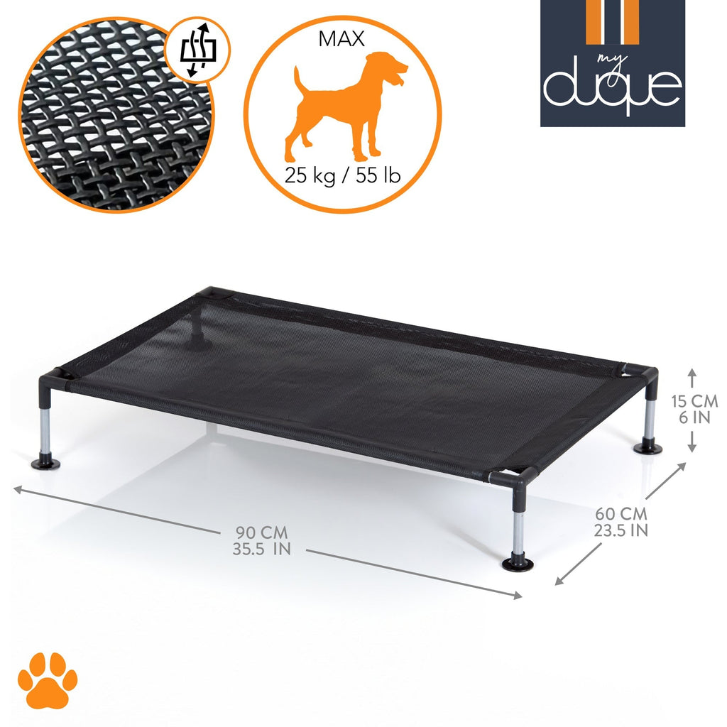My Duque COOLA Elevated Dog Bed - Large, 35.5 x 23.5", Breathable Mesh, 55lb Capacity