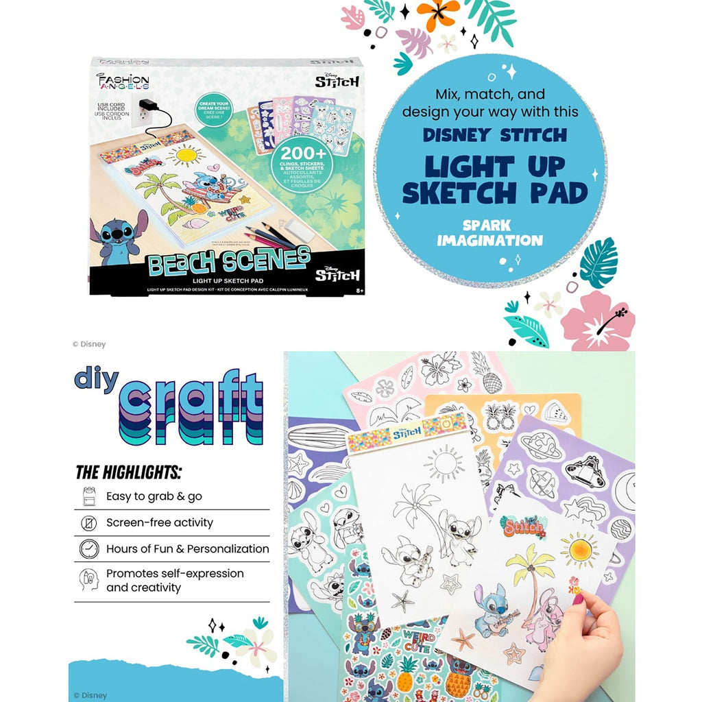 Fashion Angels Disney Stitch Light-Up Sketch Pad With Reusable Clings