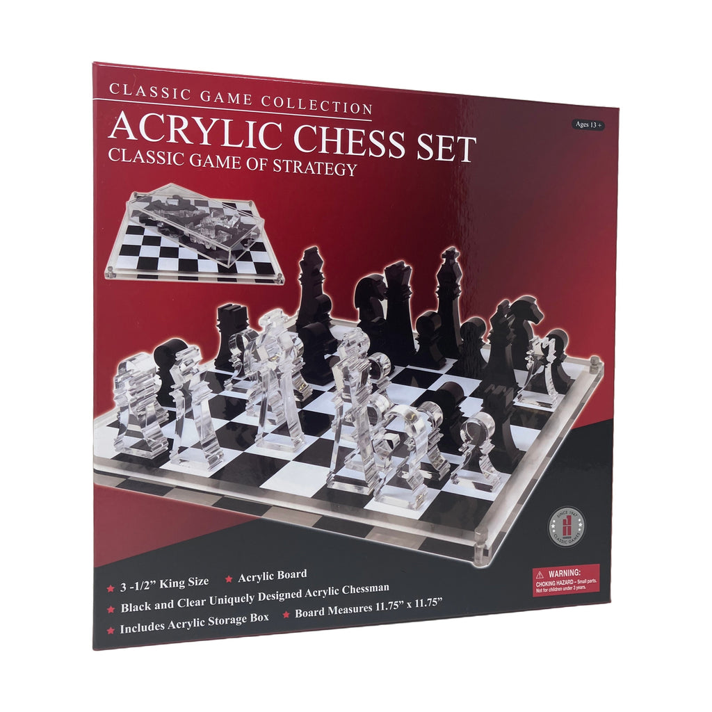 John N. Hansen Co. Classic Acrylic Chess Set - 11.75x11.75 inch Board