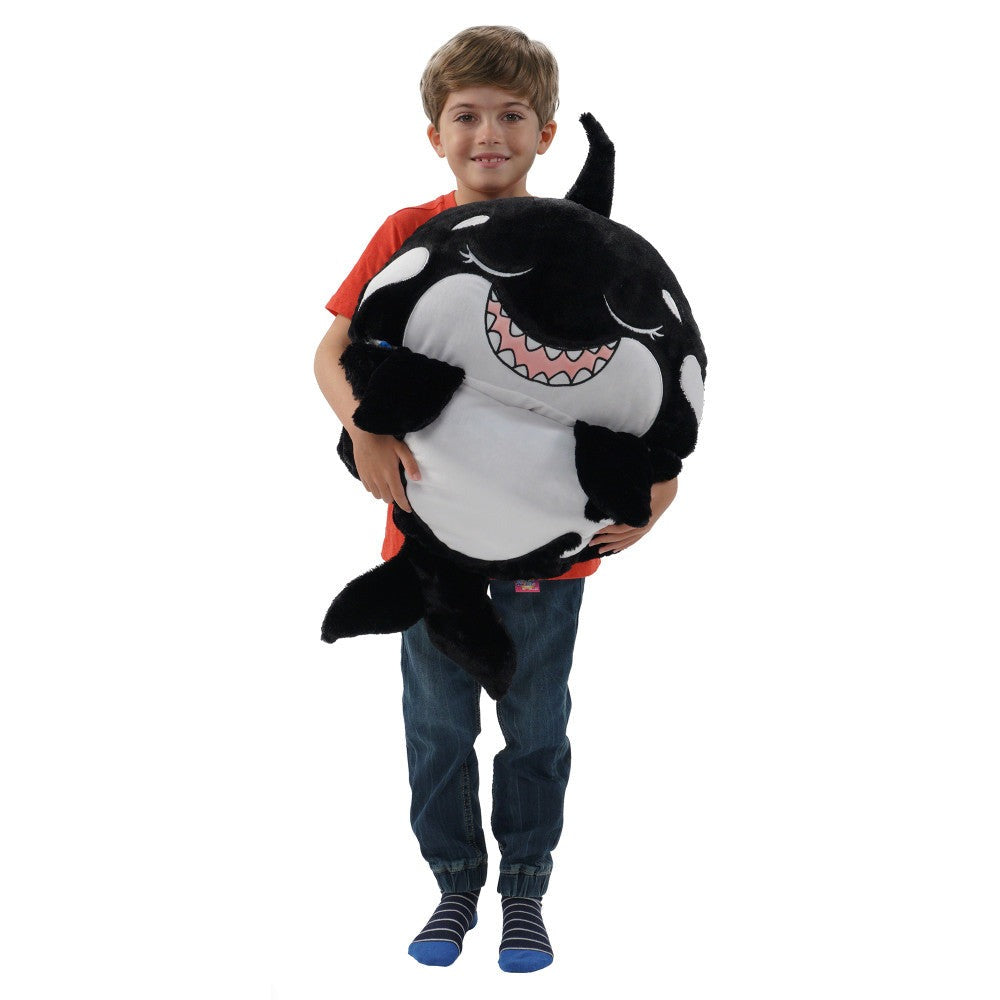Happy Nappers 54 inch Ozzy The Black Shark 2-in-1 Plush Pillow and Sleepy Sack