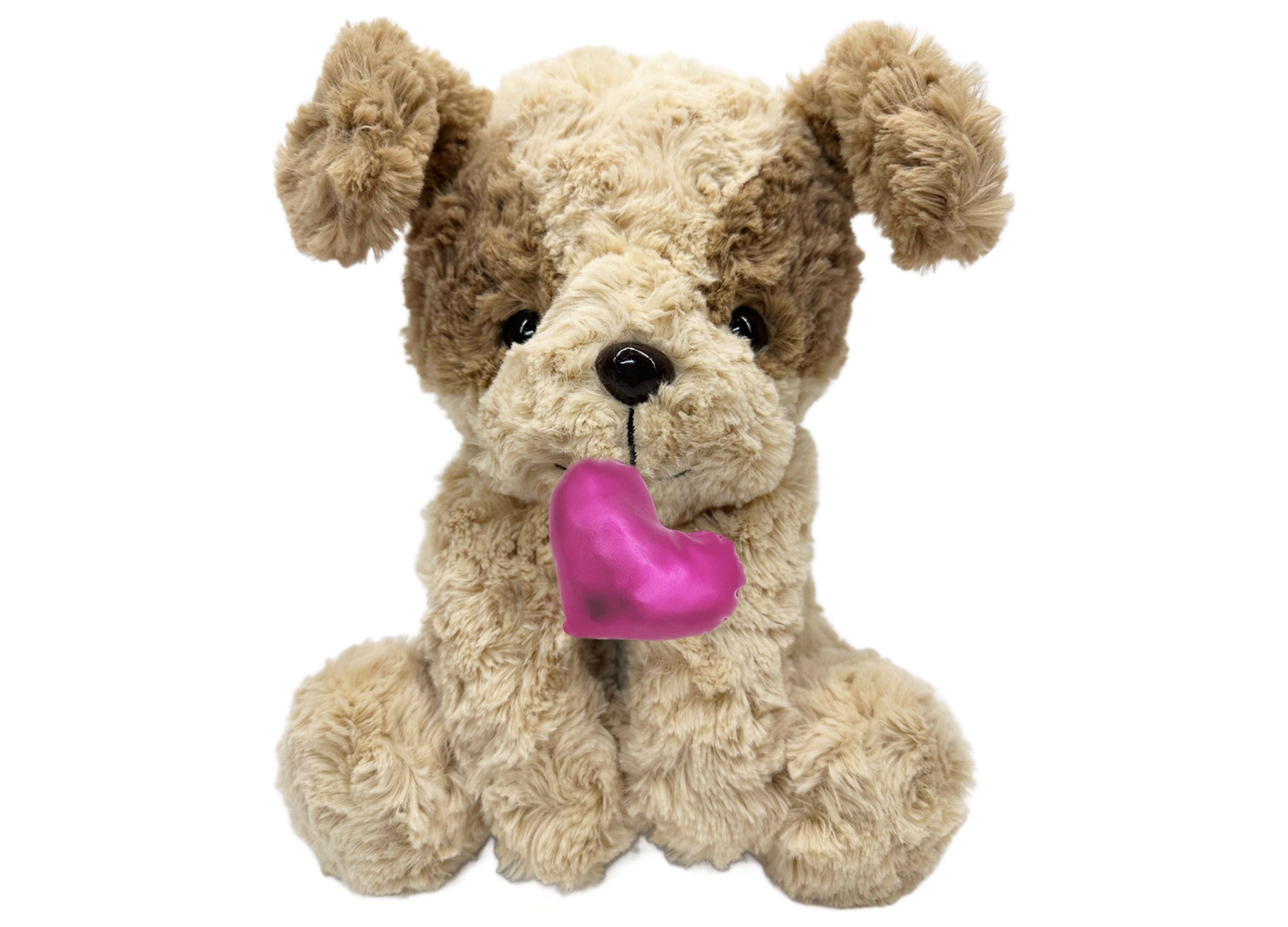 Cuddly Companions Wild Hippo Puppy Love Valentine's Plush Toy - White/Brown