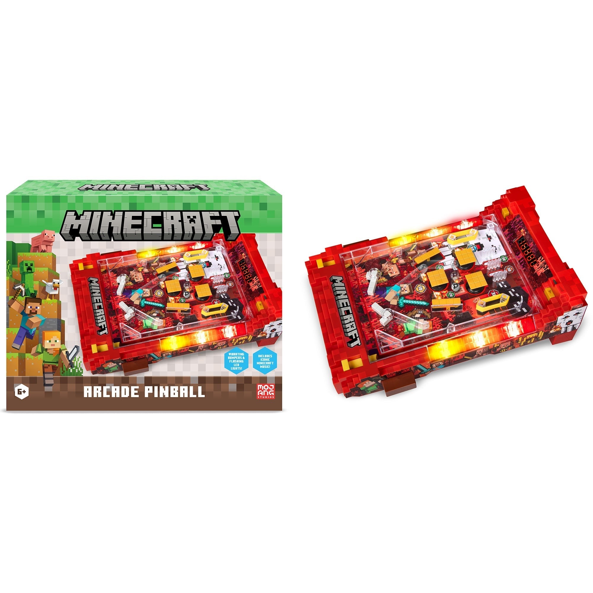 Minecraft Arcade Tabletop Pinball Machine - Nether Edition With Lights And Sounds
