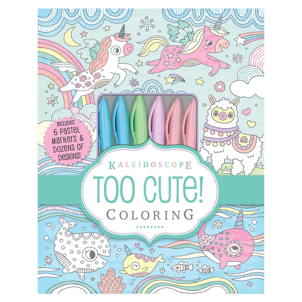 Kaleidoscope Adorable Animals Coloring Kit with Pastel Markers