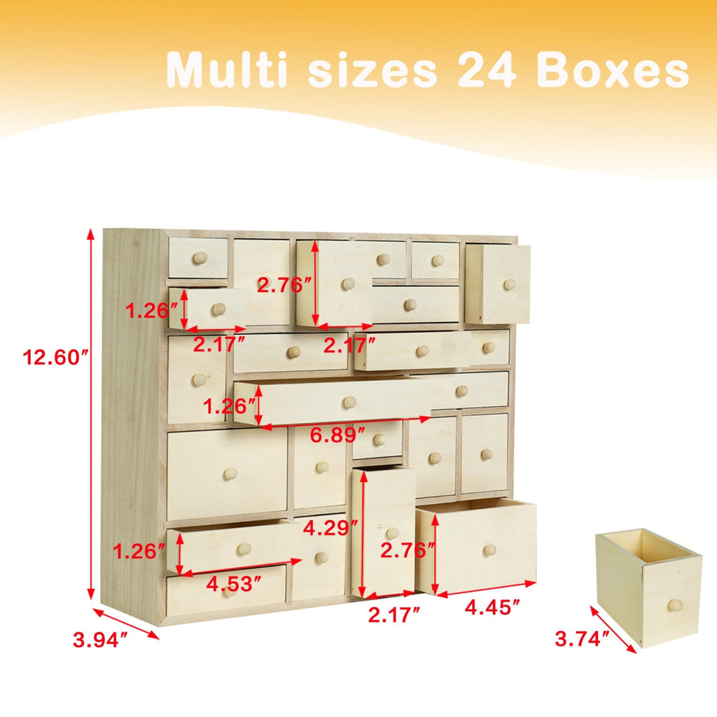 DIY Wooden Advent Calendar With 24 Drawers And Paint Set