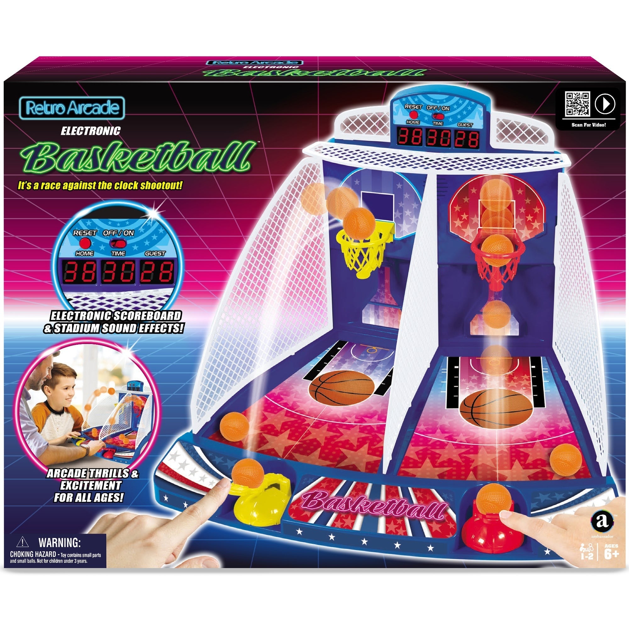 Retro Arcade Electronic Basketball 2-Player Tabletop Game With LED Scoreboard