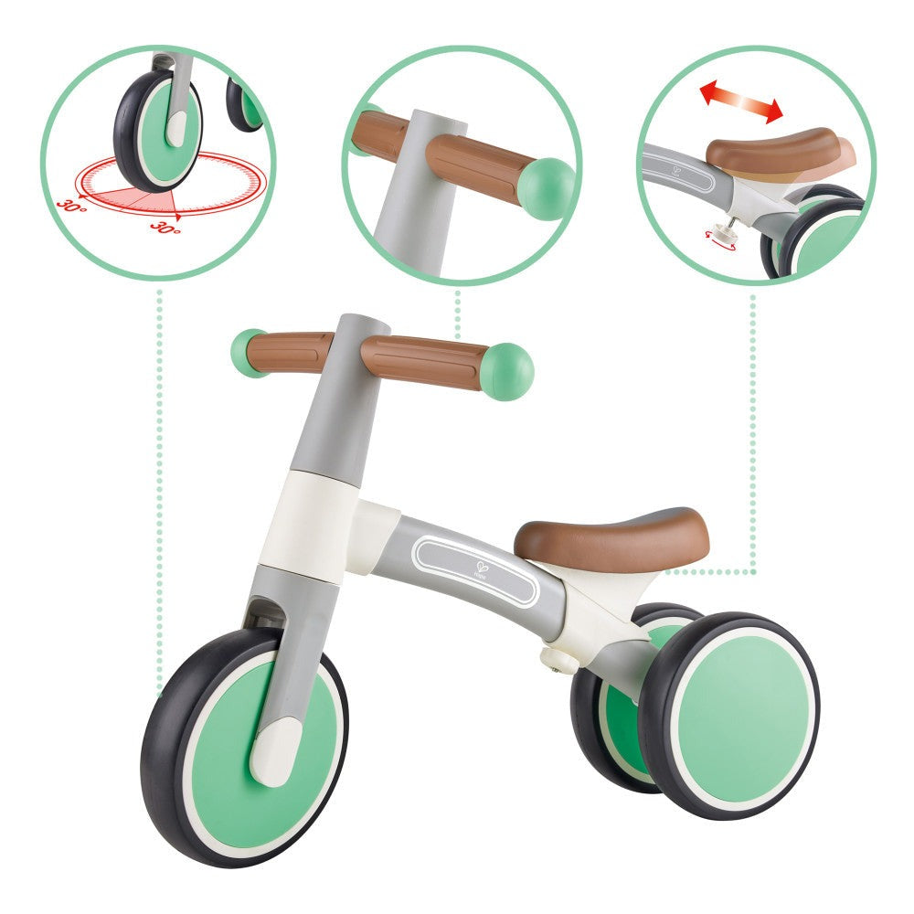 Hape - First Ride Balance Bike - Light Green - Lightweight 3 Wheeled Tricycle