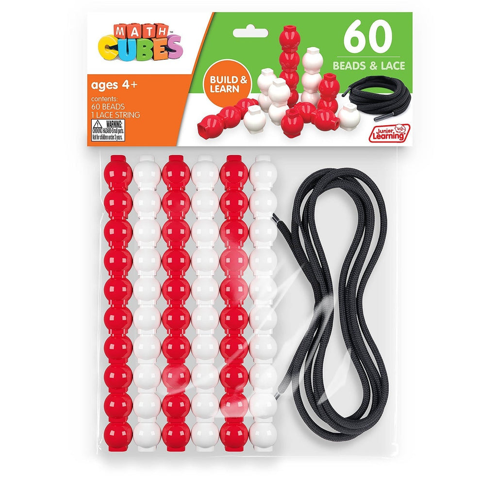 Junior Learning 60 Bead Cubes and Laces - Educational Counting and Sorting Toy