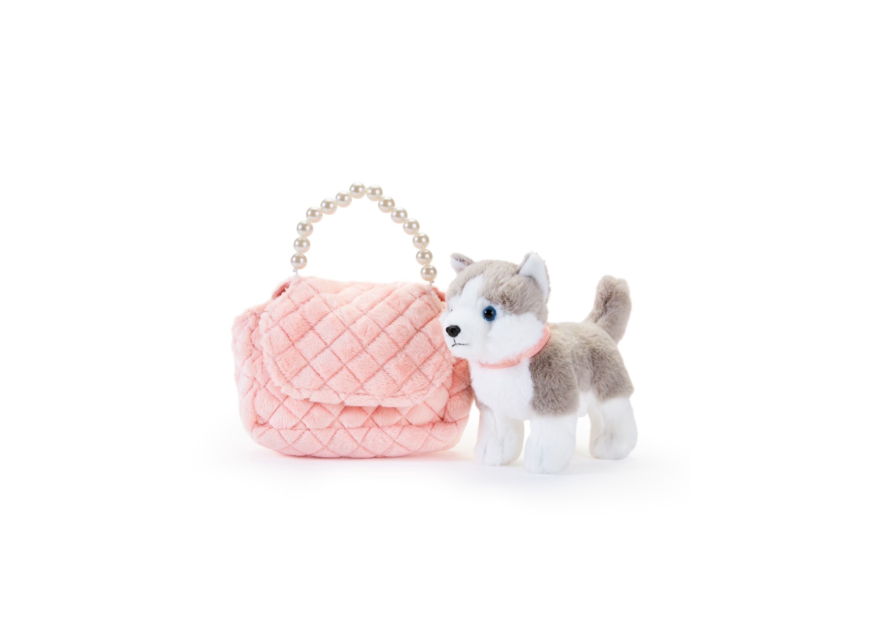 Geoffrey's Toy Box Fancy Pets 6" Plush Husky with Quilted Purse