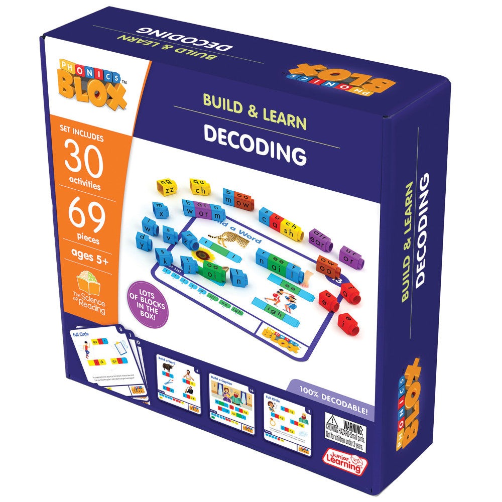 Junior Learning Rainbow Phonics Blox - Decoding Phase 3 - Educational Toy for Ages 5+