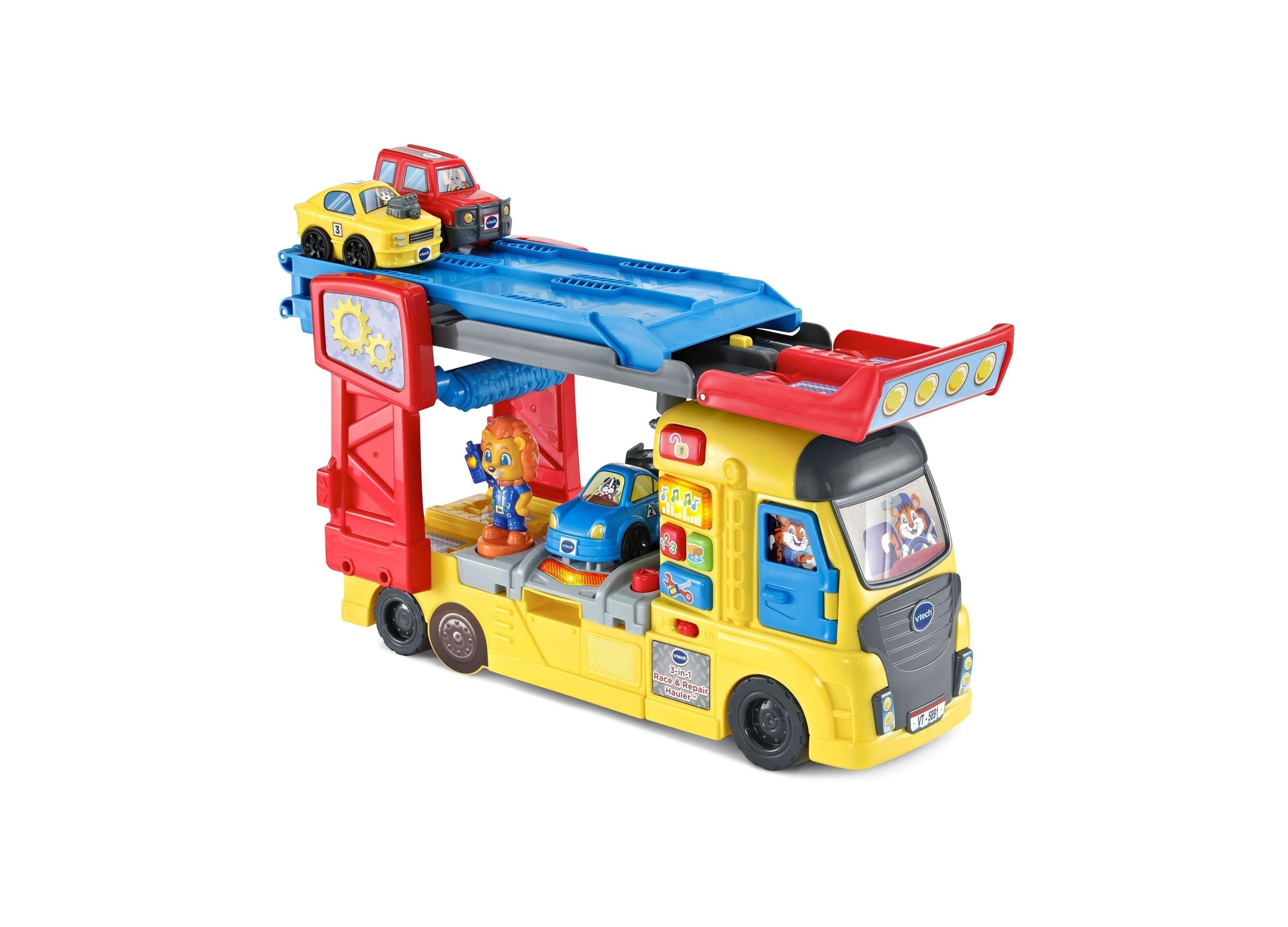 VTech 3-in-1 Race & Repair Hauler Interactive Learning Vehicle Playset