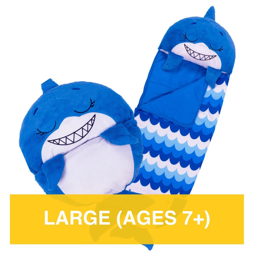 Happy Nappers Blue Shark 66 inch Plush Pillow & Sleepy Sack - Large