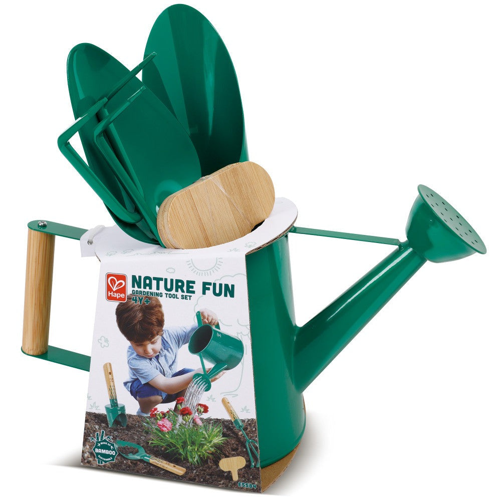 Hape Nature Fun Gardening Tool Adventure Set With Shovel, Trowel, Rake And Watering Can