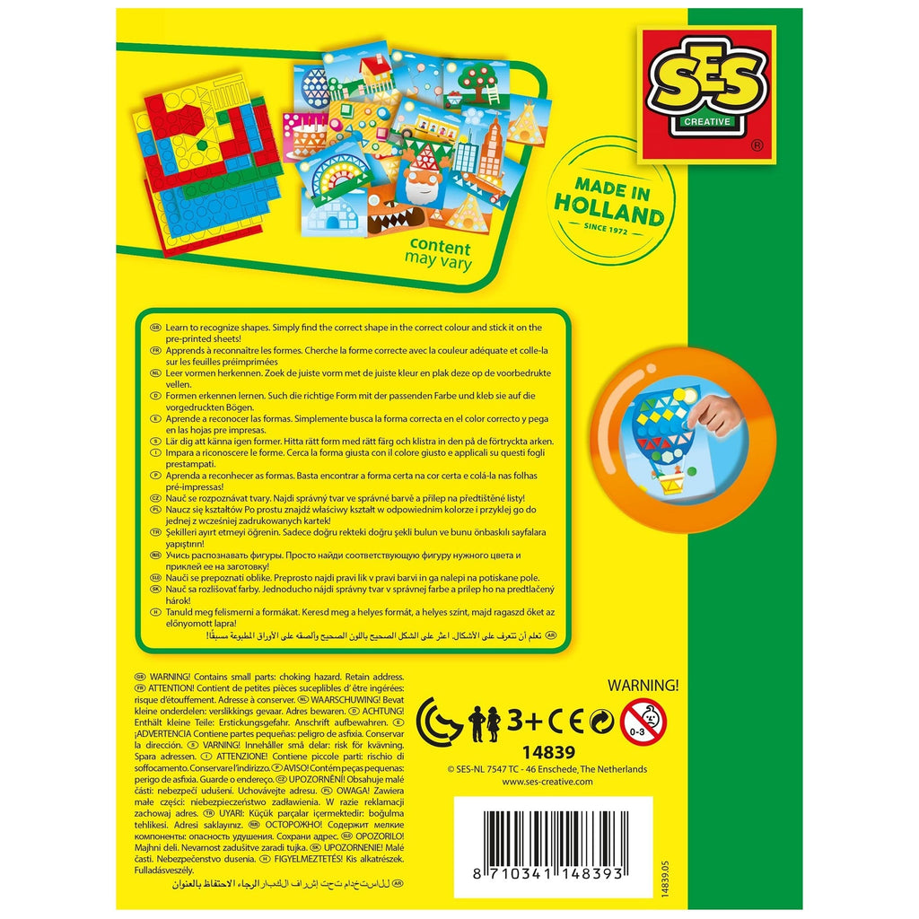 SES Creative I'm Learning to Recognize Shapes - Shape Matching Mosaic Play Set - 300+ Stickers, Vibrant Scenes for Toddlers 3+
