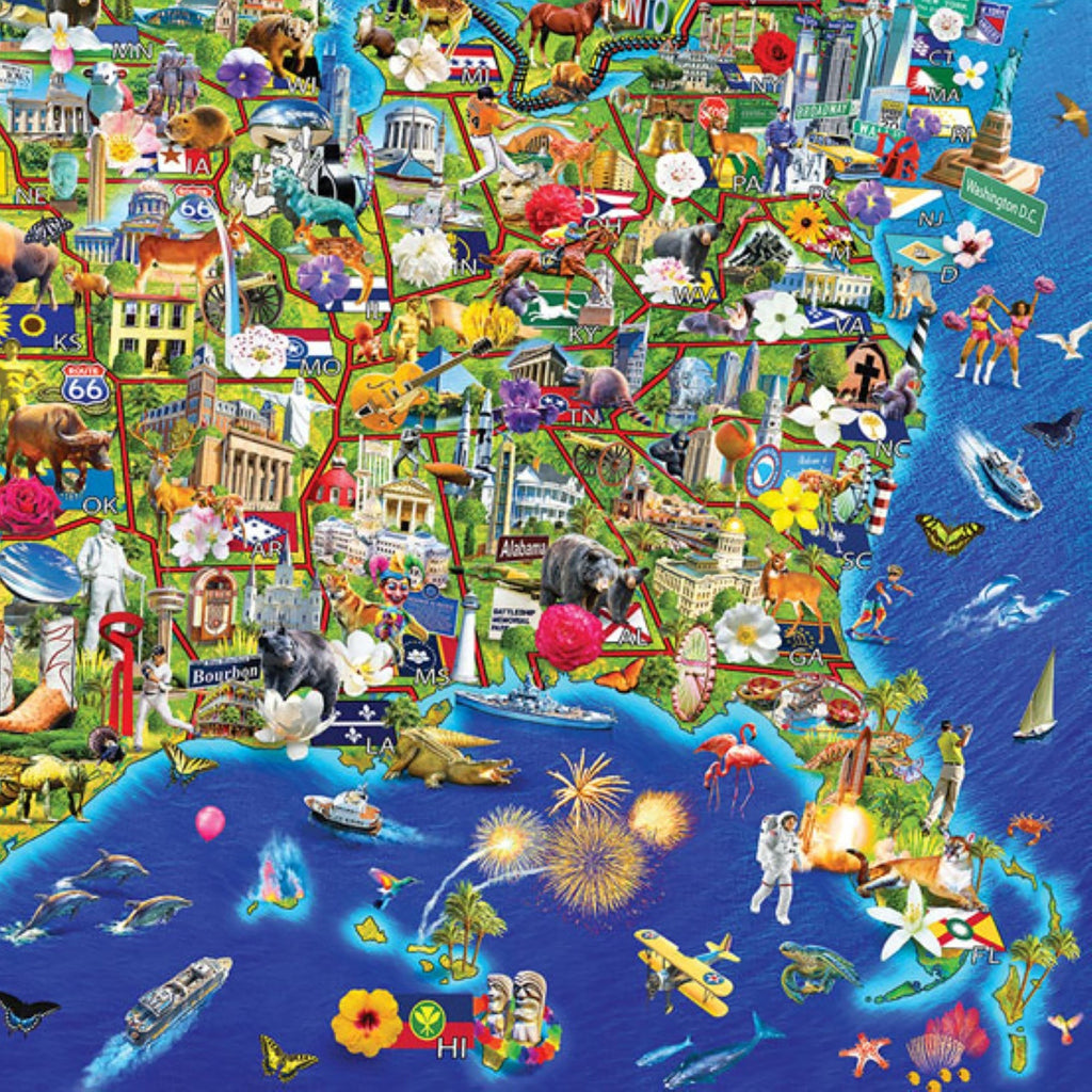 Eurographics US Wonders Illustrated USA Map 2000-Piece Jigsaw Puzzle