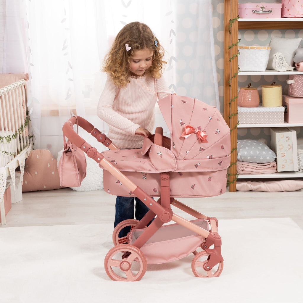 Bayer Design Dolls: Pram Xeo - Coral Pink Floral