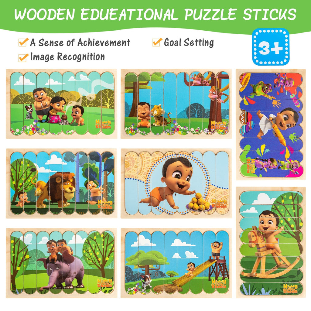 Mighty Little Bheem 32 Piece Wooden Puzzle Sticks Set