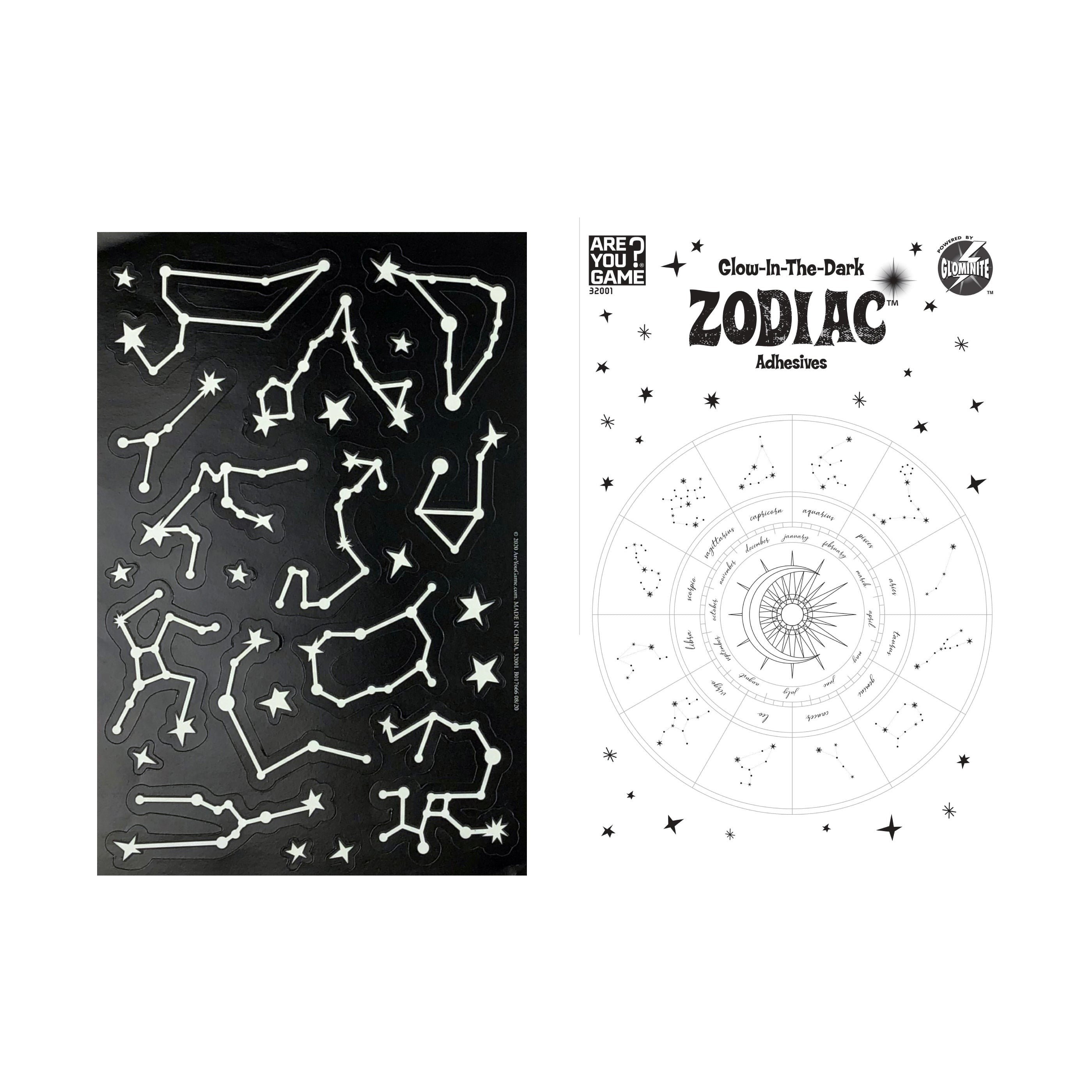 AreYouGame Celestial Series Glow-in-the-Dark Zodiac Adhesive Shapes Set