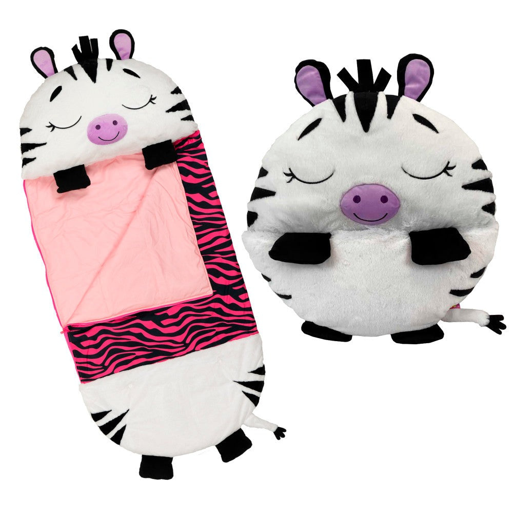 Happy Nappers Zinnia Zebra 66 inch Plush Pillow & Sleepy Sack - Kids 7+