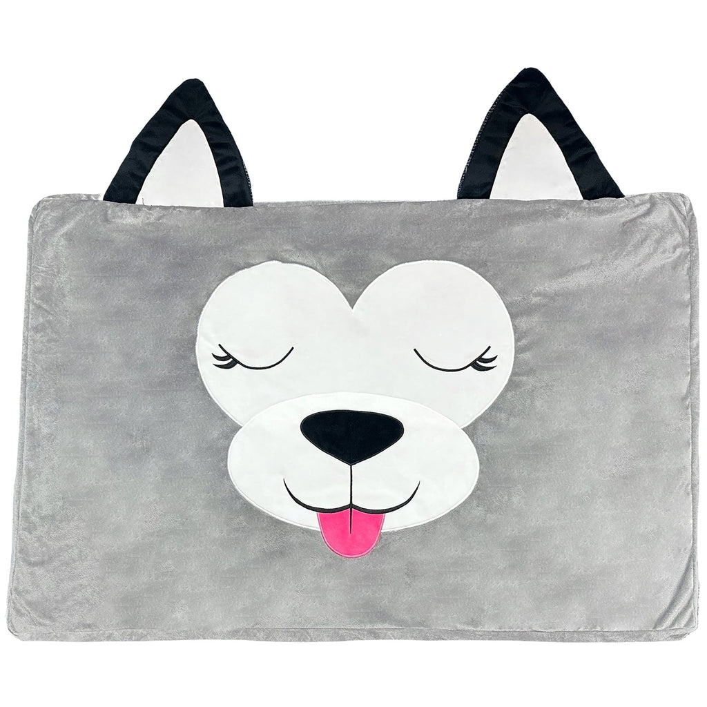 Happy Nappers Pet Bed In A Box Slipcover, Hutch The Gray Dog, Small 24x18-Inch