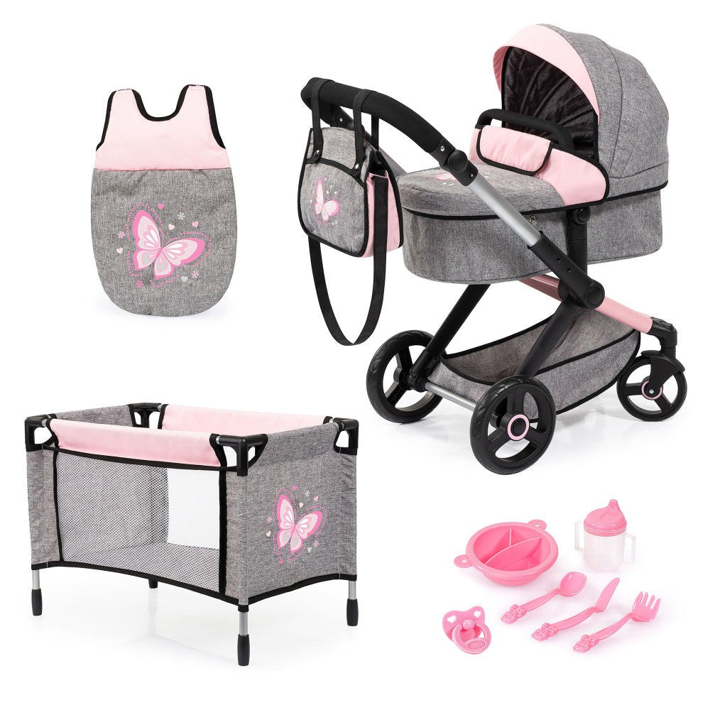 Bayer Design Fairy-Themed Doll Pram and Care Set - 10 Piece Mega Set