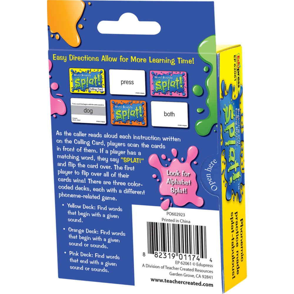 Teacher Created Resources Splat Game - Beginning and Ending Sounds