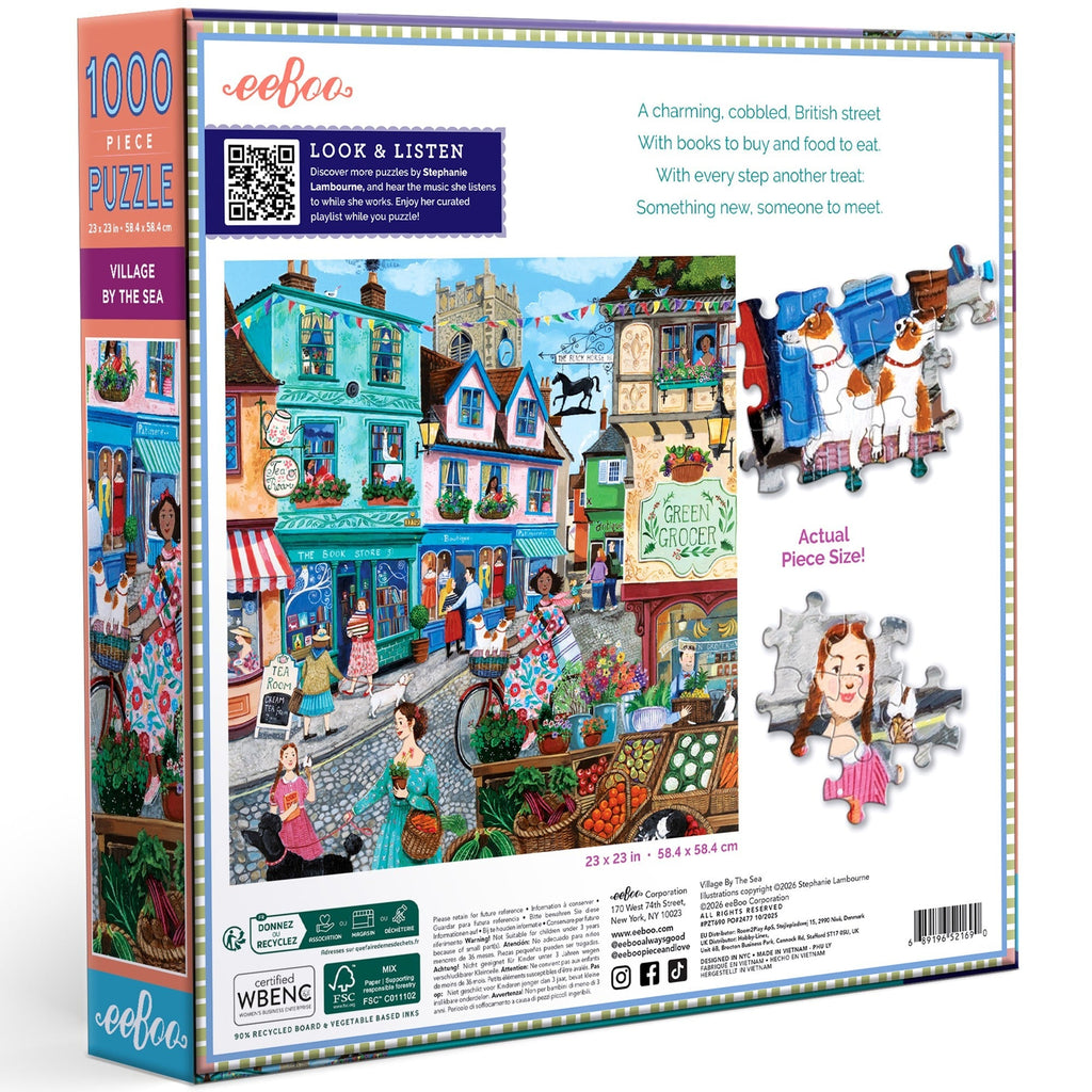eeBoo Piece & Love Village By The Sea 1000-Piece Puzzle