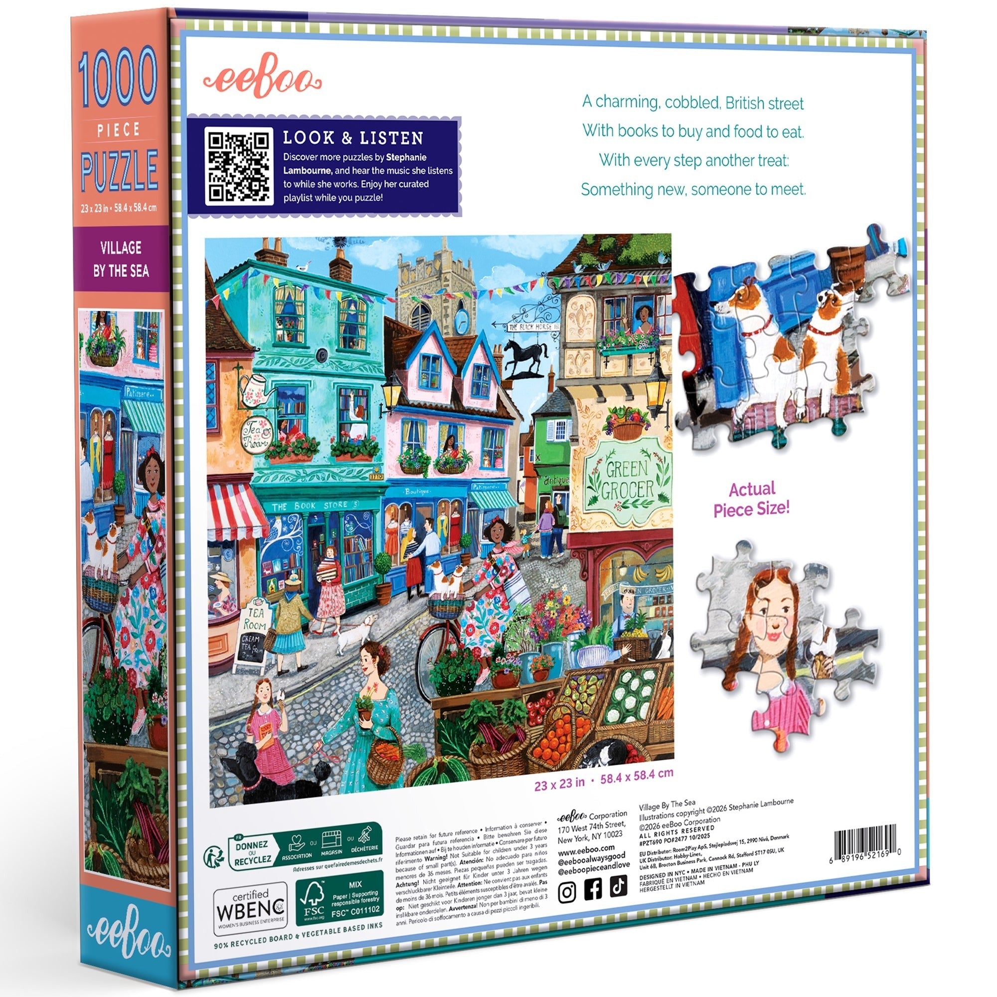 eeBoo Piece & Love Village By The Sea 1000-Piece Puzzle