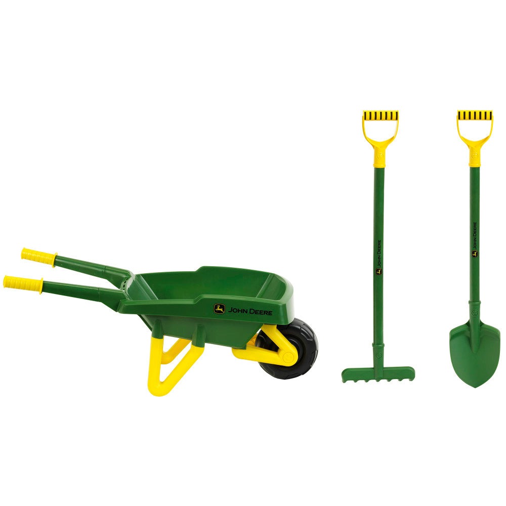 John Deere Wheelbarrow Play Set – Green & Yellow, 3pc, Ages 3+