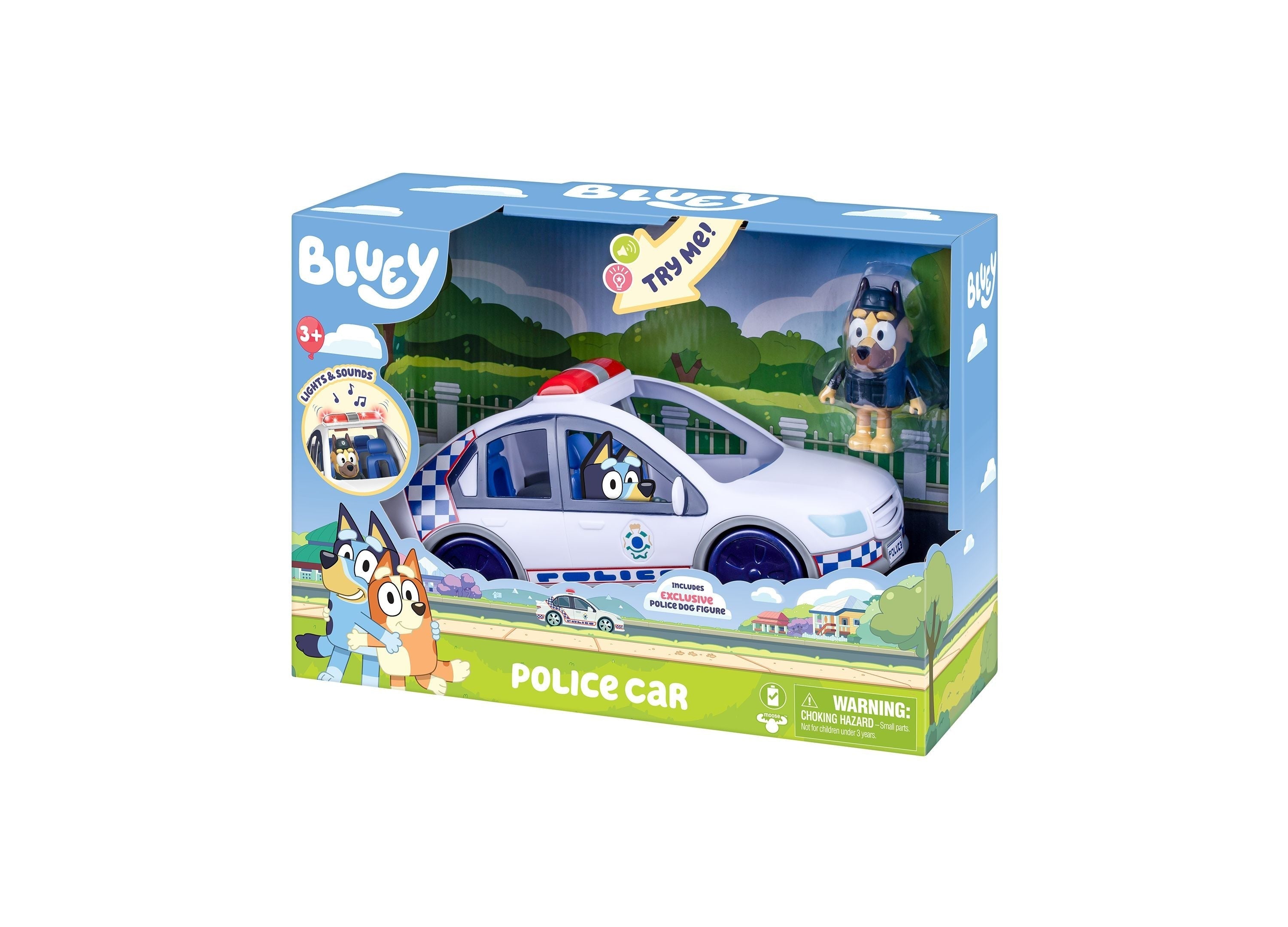 Bluey Police Car With Police Man Figure And Lights And Sounds
