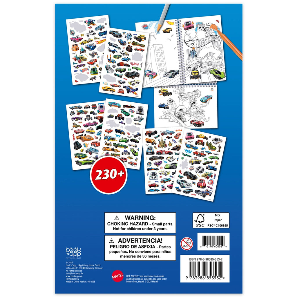 Hot Wheels Sticker & Coloring Book - 230+ Reusable Stickers, 3D Cover