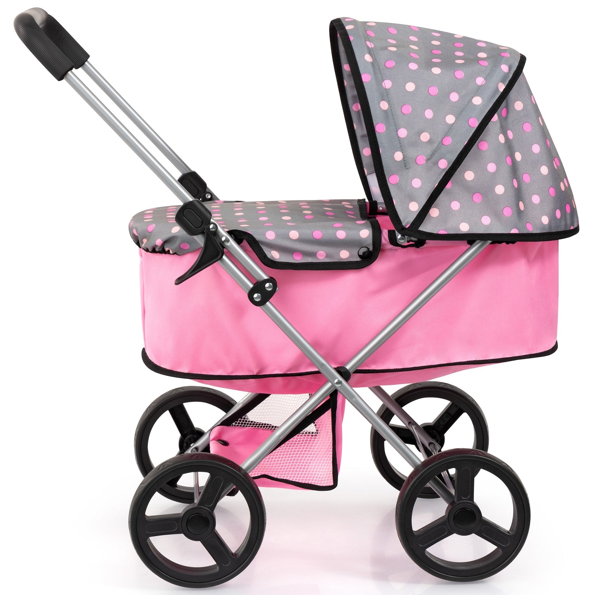 Bayer Design Doll Pram With Adjustable Handle And Shopping Basket
