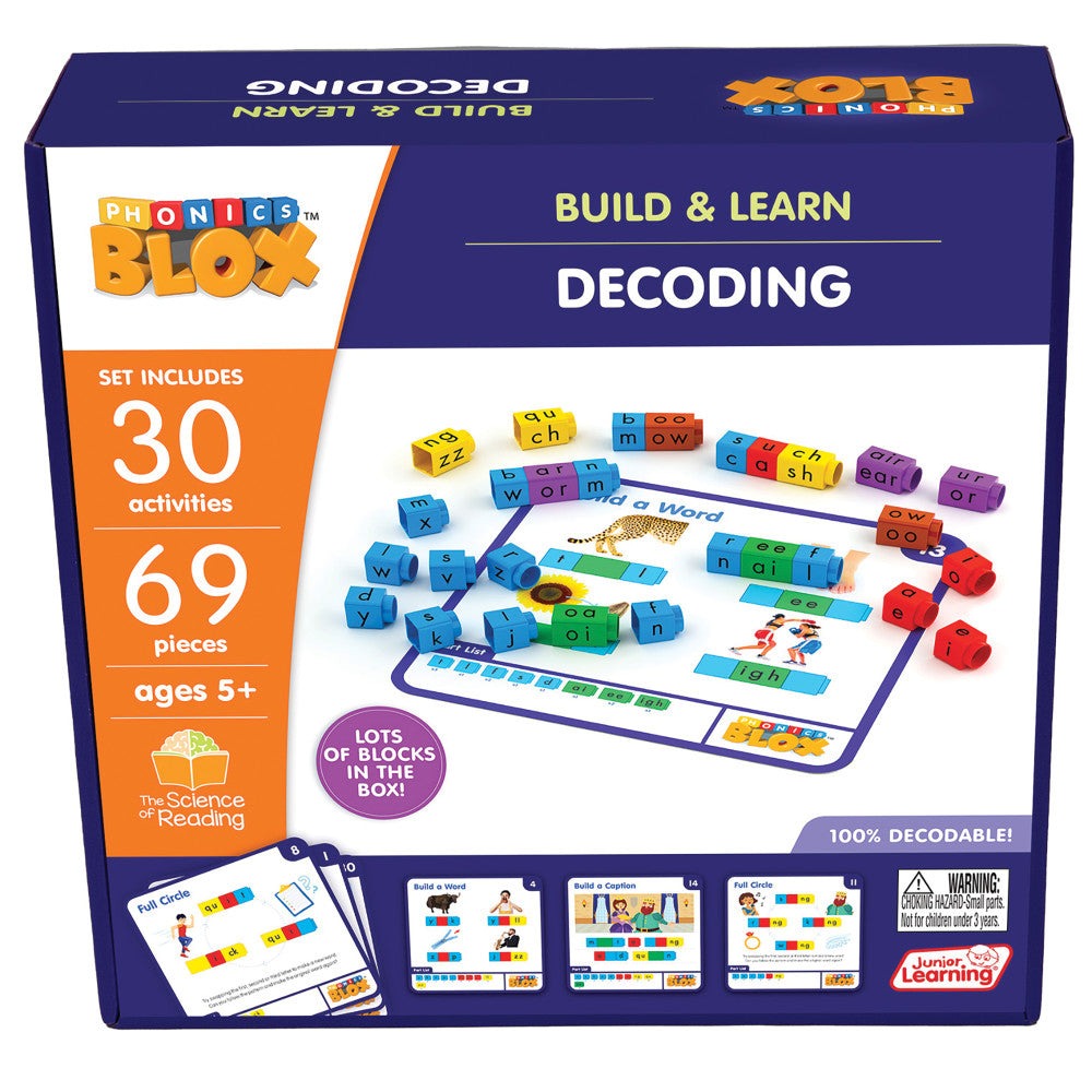 Junior Learning Rainbow Phonics Blox - Decoding Phase 3 - Educational Toy for Ages 5+